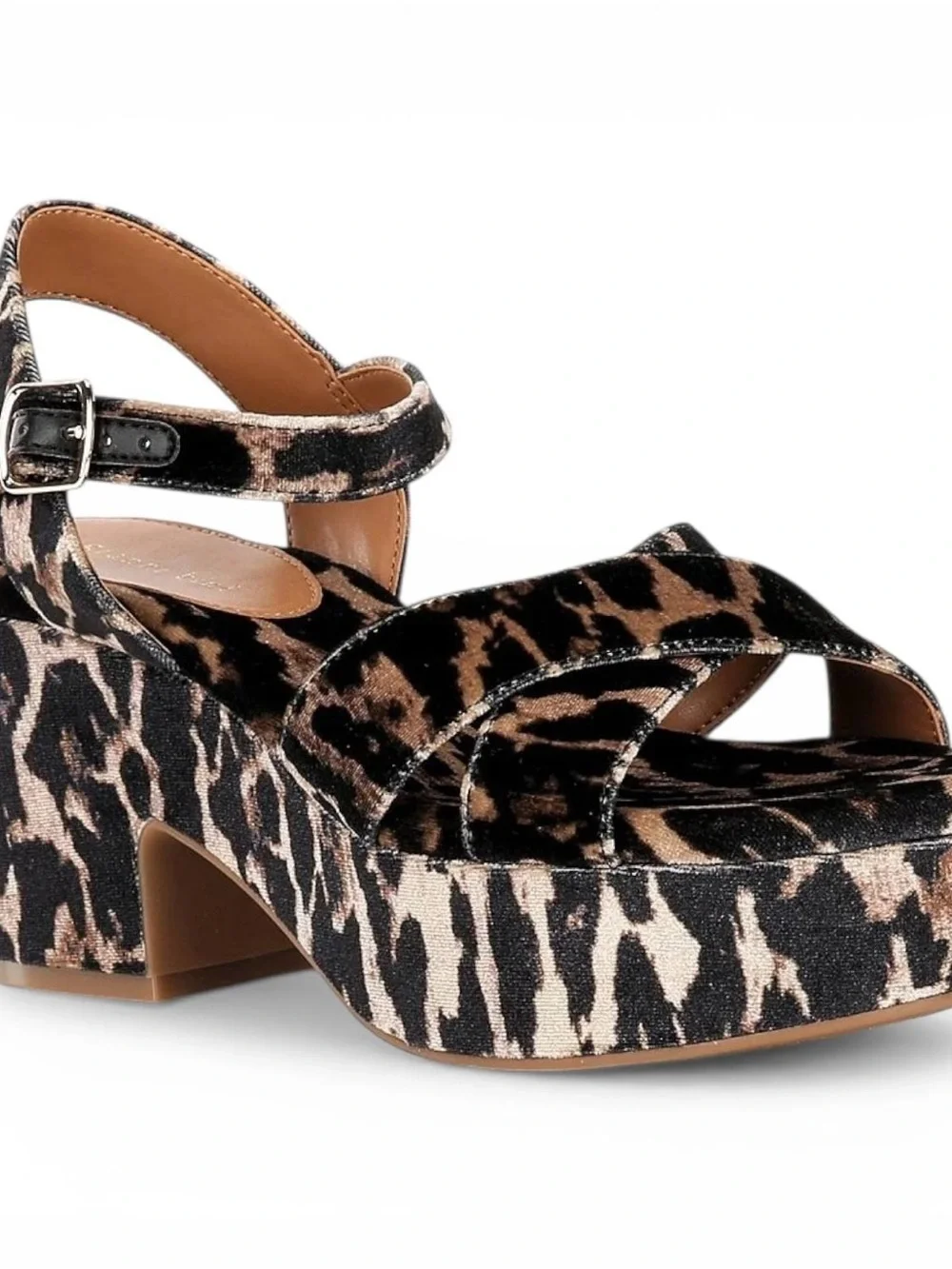 Gianni Bini Leopard Platform Sandals Women Velvet Joize Size 7.5 New